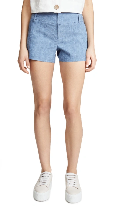 Alice And Olivia Deacon High Waisted Shorts In Chambray