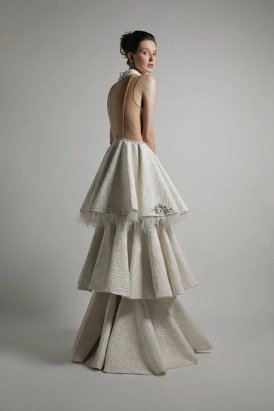 Lilly Ibrahim Beaded Tiered Gown
