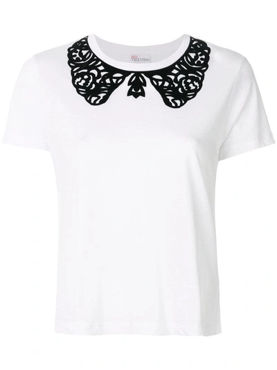 Red Valentino Flock Print Jersey T-shirt In Biancobianco