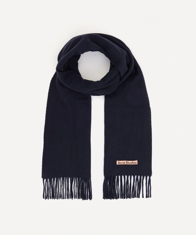 Acne Studios Narrow Wool Scarf In Navy Blue