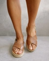 Alohas Crossed Platform Espadrille Sandals In Brown