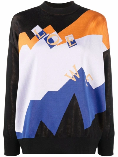 Loewe Jacquard Sweater With All-over Graphic Motif In Multicolor