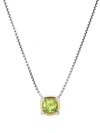 David Yurman Sterling Silver Petite Chatelaine Peridot & Diamond Pendant Necklace With 18k Yellow Gold, 18