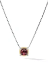 David Yurman Sterling Silver Petite Chatelaine Garnet & Diamond Pendant Necklace With 18k Yellow Gold, 18 In Gold/red