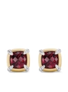 David Yurman Sterling Silver Petite Chatelaine Garnet & Diamond Pave Stud Earrings With 18k Yellow Gold In Gold/red