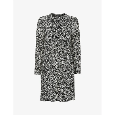 Whistles Piper Abstract-print Woven Mini Dress In Black