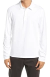 Vince Garment Dyed Long Sleeve Polo In Washed Off White