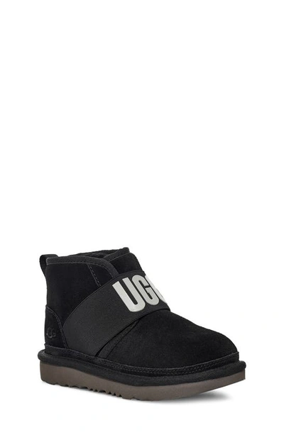 Ugg Boy's Neumel Logo-strap Suede Boots, Kids In Blk