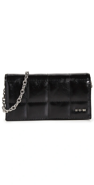 House Of Want We Browse Vegan Leather Wallet Crossbody Bag In Black Sheen
