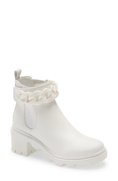 Steve Madden Women's Amulet Embellished Lug Sole Booties In White/white