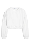 Onia Crop Cotton Terry Sweatshirt In White