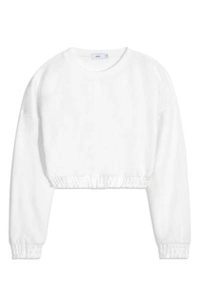 Onia Crop Cotton Terry Sweatshirt In White