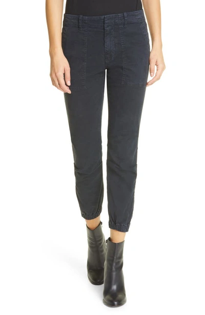 Nili Lotan Stretch Cotton Twill Crop Military Pants In Dark Navy