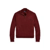 Polo Ralph Lauren Men's Big & Tall Cable-knit Cotton Quarter-zip Sweater In Vintage Port Heather