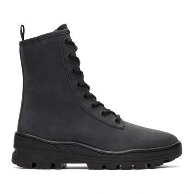 Yeezy Season 5 Nubuck-leather Military Boots In Grey