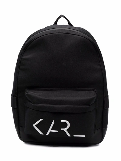 Karl Lagerfeld Logo-print Zip-up Backpack In Black