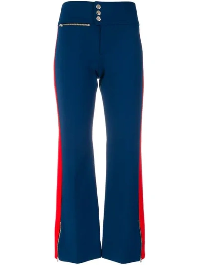 Gucci Navy Red Contrast Stripe Slim Leg Trousers