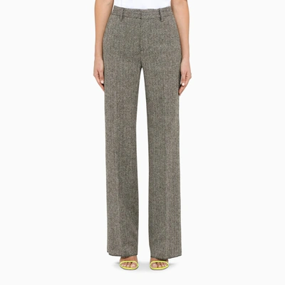 Dsquared2 Herringbone Wool Trousers In Black