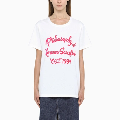 Philosophy Fuchsia Logo-print White T-shirt