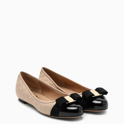 Ferragamo Pink/black Varinaq 1c Ballerinas In ["black"/ "pink"]