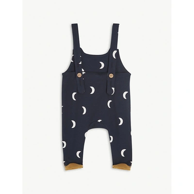 Organic Zoo Babies' Graphic-print Cotton Salopettes 0-12 Months In Navy