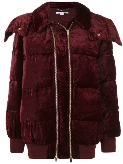 Stella Mccartney Stefani Oversized Quilted-velvet Jacket In Red