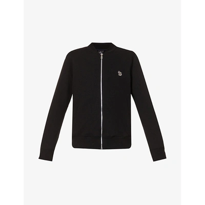 Ps By Paul Smith Zebra-embroidered Long-sleeve Organic-cotton Bomber Jacket In Black