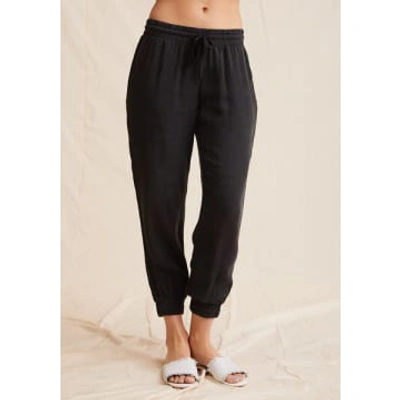 Bella Dahl Easy Cropped Mid-rise Woven Jogging Bottoms In Black