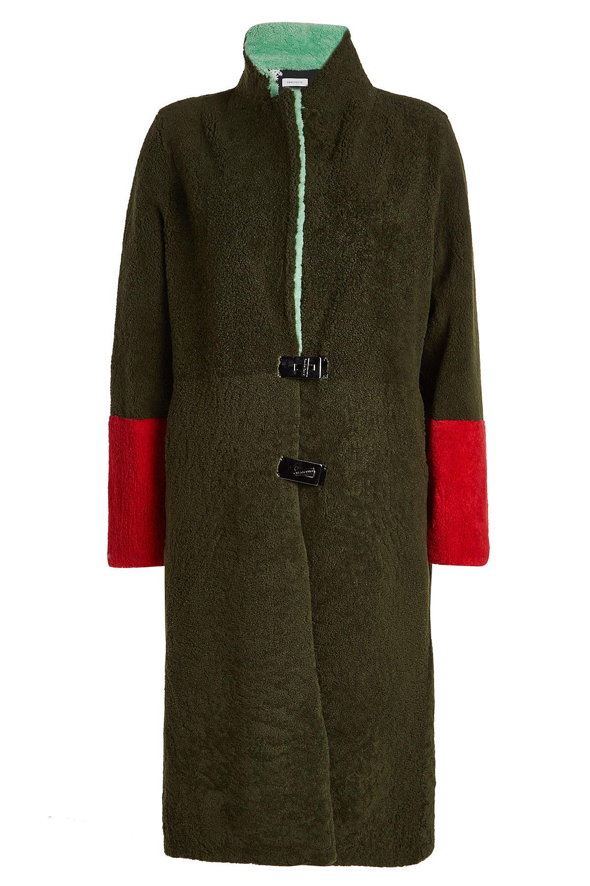 Saks Potts Febbe Shearling Coat In Green | ModeSens