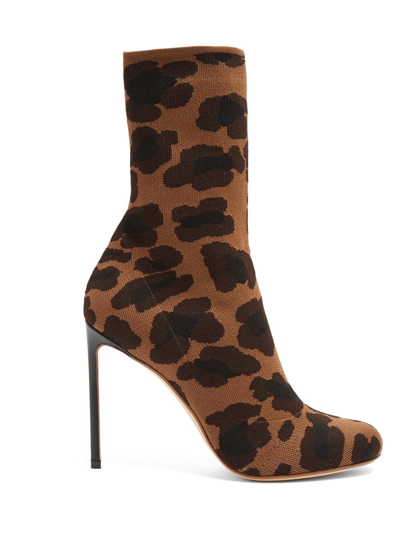 Francesco Russo Leopard-jacquard Stretch-knit Sock Boots | ModeSens