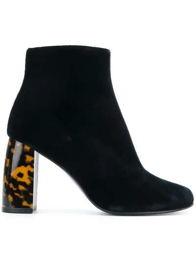 Stella Mccartney Block-heel Velvet Ankle Boots In 4100 - Night Blue