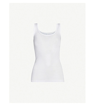 Vince Fitted Sleeveless Cotton-blend Top In White