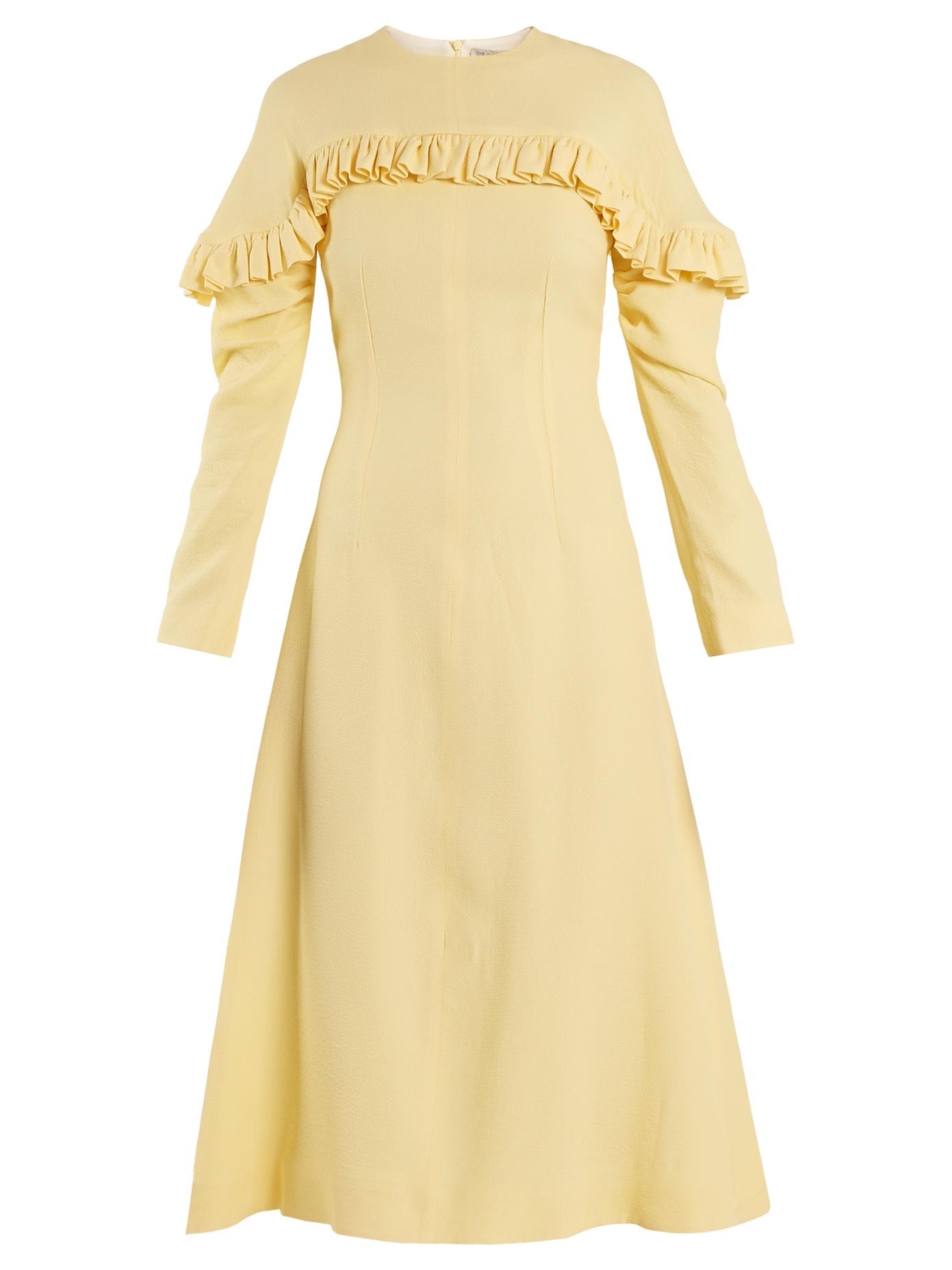 Emilia Wickstead Lala Ruffle-trimmed Honeycomb-crepe Midi Dress In ...