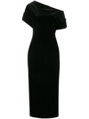 Christopher Kane Off-the-shoulder Draped Velvet Midi Dress In Black