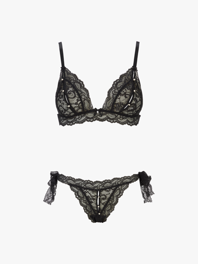 Aubade Embellished Stretch-lace Lingerie Set In Black