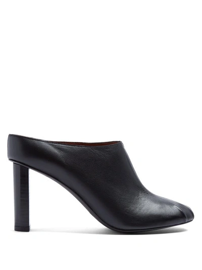 Joseph Ruched Block-heel Leather Mules In Black