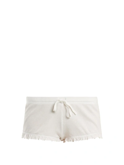 Skin Rafaela Ruffled-hem Cotton-jersey Pyjama Shorts In White
