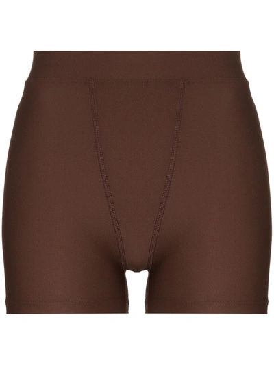 Abysse Greta High Waist Shorts In Brown