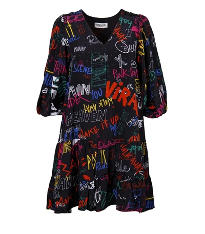 Essentiel Antwerp Acetone Black Mini Dress In Multicolor