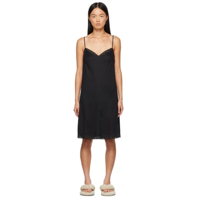 Eres Black Unique Pompone Slip Dress