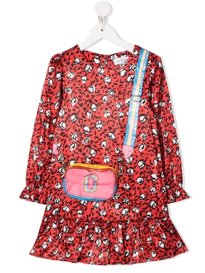 The Marc Jacobs Teen Logo-print Long-sleeved Dress In Red