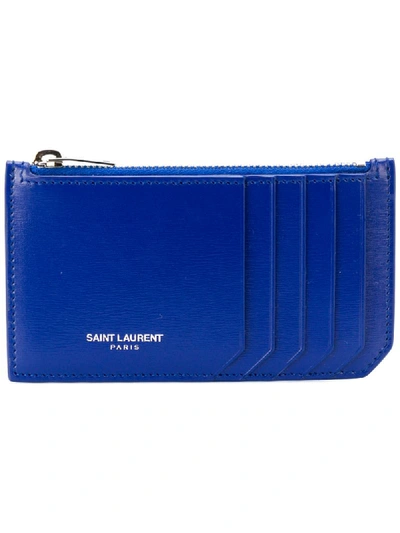 Saint Laurent Fragment Credit Card Case In Blue