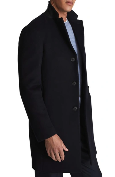 Reiss Gable Epsom Wool Blend Overcoat In Black