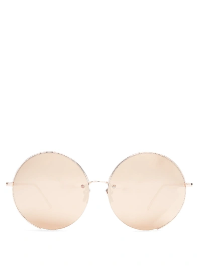Linda Farrow Oversized Round-frame Rose-gold Plated Sunglasses In Rose Gold