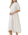 English Factory Plaid Midi Dress In Ivory
