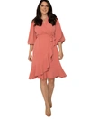 Standards & Practices Double Georgette Ruffles Wrap Midi Dress In Pink