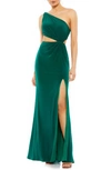 Mac Duggal Jersey Wrap Gown In Emerald