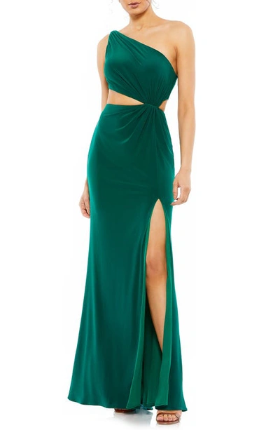 Ieena For Mac Duggal Jersey Wrap Gown In Emerald