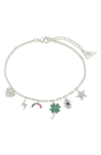 Sterling Forever Women's Iris Charm Bracelet In Silver