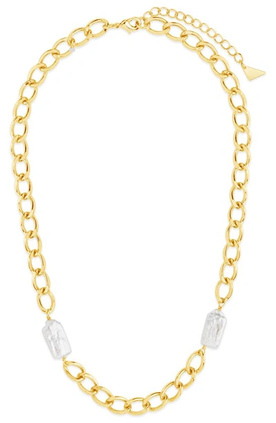 Sterling Forever Women's Imitation Pearl Chain Necklace In Gold